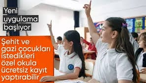 Şehit ve gazi çocukları özel okul hizmetlerinden ücretsiz faydalanacak